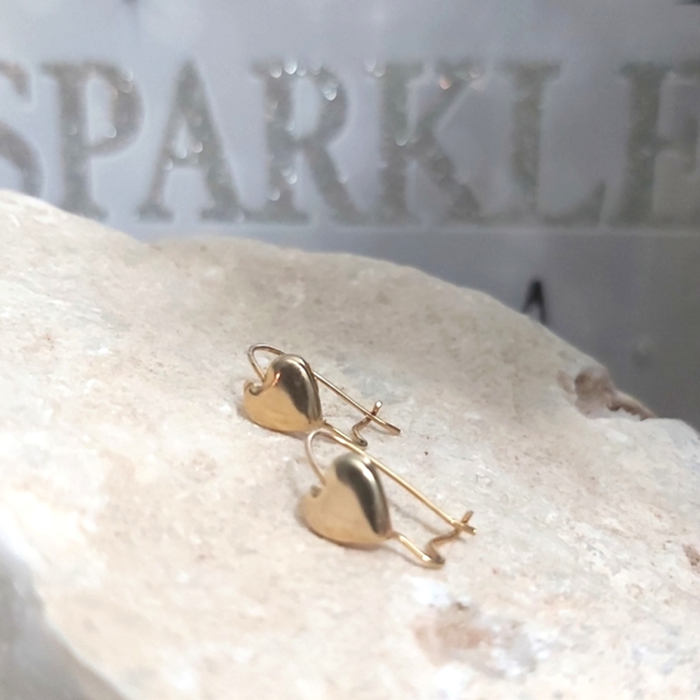 vintage heart earrings goldtone